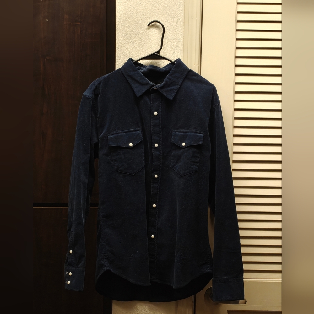 Goodlife Dark Blue Casual Button-Down Shirt